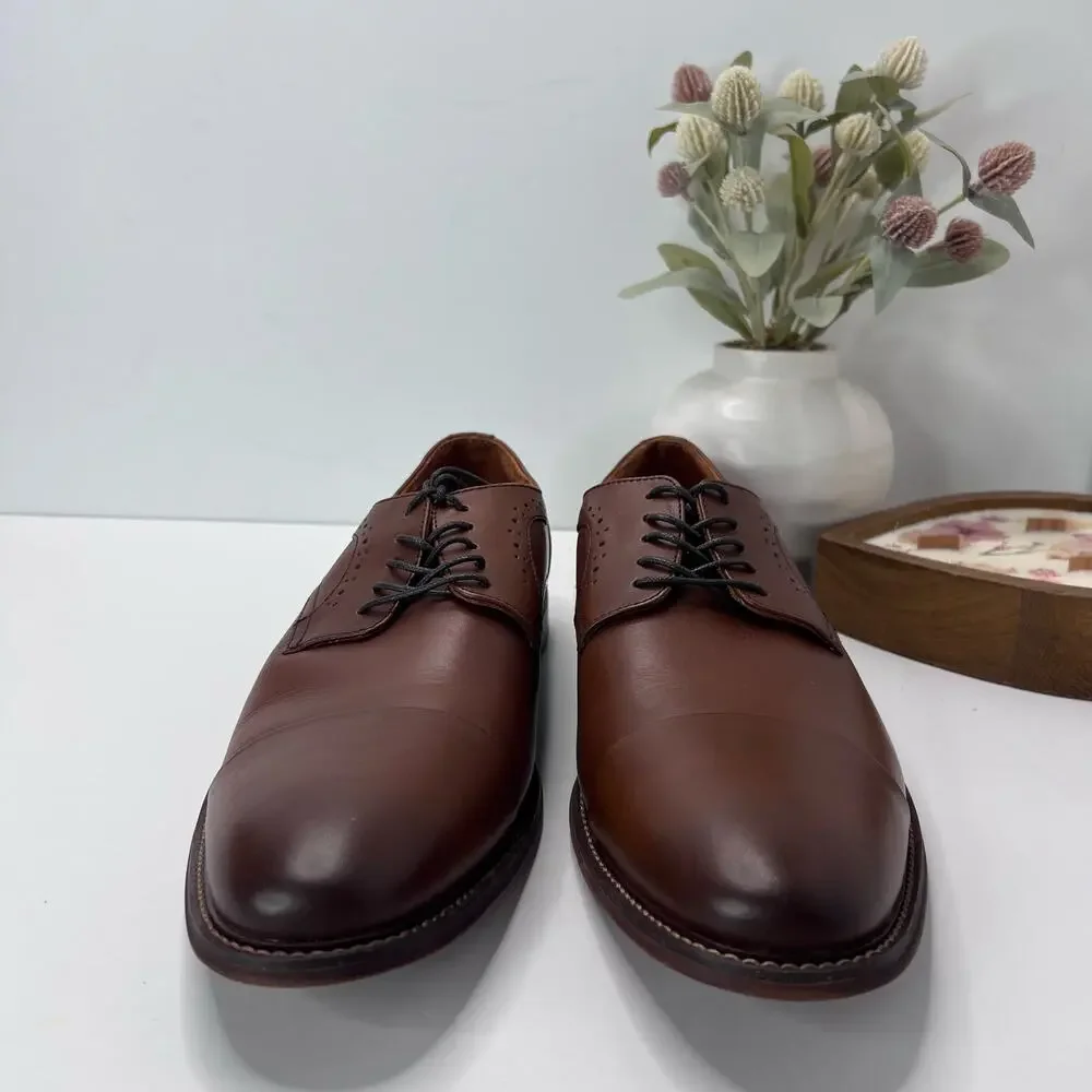 Stacy Adams Maddox Cap Toe Leather Oxford Dress Shoes Brown Men's 13M